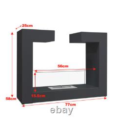 Bio Ethanol Fire Table/Freestanding Biofire Fireplace Metal Glass Burner Indoor
