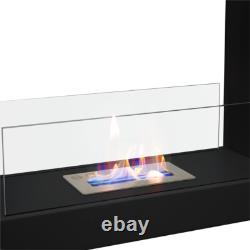 Bio Ethanol Fire Table/Freestanding Biofire Fireplace Metal Glass Burner Indoor