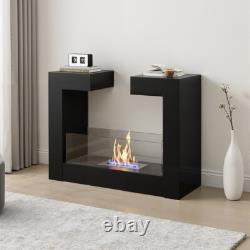 Bio Ethanol Fire Table/Freestanding Biofire Fireplace Metal Glass Burner Indoor