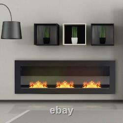 Bio Ethanol Fire Wall Mounted/Inset Fireplace Biofire Real Flame wit Glass White