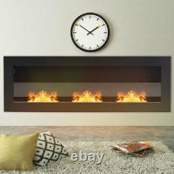 Bio Ethanol Fire Wall Mounted/Inset Fireplace Biofire Real Flame wit Glass White