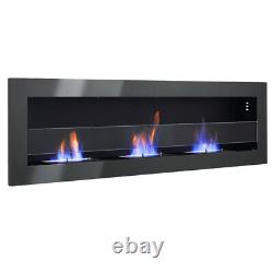 Bio Ethanol Fireplace 3 Burner Wall Mount Insert Clean Heater Stove with Glass