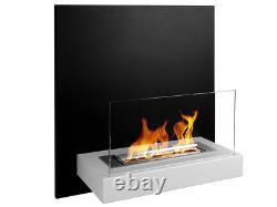 Bio Ethanol Fireplace 45x45 Wall-Mounted Board Black/White Matt Set