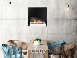 Bio Ethanol Fireplace 45x45 Wall-Mounted Board Black/White Matt Set