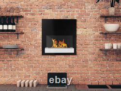 Bio Ethanol Fireplace 45x45 Wall-Mounted Board Black/White Matt Set