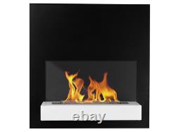 Bio Ethanol Fireplace 45x45 Wall-Mounted Board Black/White Matt Set