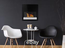 Bio Ethanol Fireplace 45x45 Wall-Mounted Board Black/White Matt Set