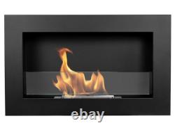 Bio Ethanol Fireplace 650x400 SLIM Wall-Mounted With Glass Black Matt
