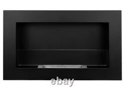 Bio Ethanol Fireplace 650x400 SLIM Wall-Mounted With Glass Black Matt
