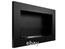 Bio Ethanol Fireplace 650x400 SLIM Wall-Mounted With Glass Black Matt