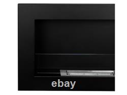 Bio Ethanol Fireplace 650x400 SLIM Wall-Mounted With Glass Black Matt