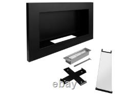 Bio Ethanol Fireplace 650x400 SLIM Wall-Mounted With Glass Black Matt