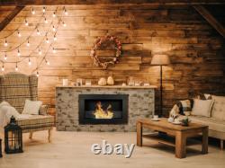 Bio Ethanol Fireplace 650x400 SLIM Wall-Mounted With Glass Black Matt