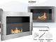 Bio Ethanol Fireplace 650x400 Wall-mounted With Glass Silver Set