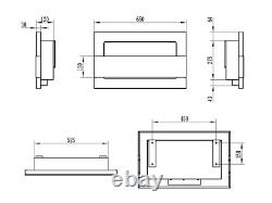 Bio Ethanol Fireplace 650x400 Wall-Mounted With glass Silver Set