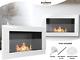 Bio Ethanol Fireplace 650x400 Wall-mounted With Glass White Gloss Set