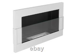 Bio Ethanol Fireplace 650x400 Wall-Mounted With glass White Gloss Set