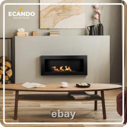Bio Ethanol Fireplace 900x400 Wall-Mounted Black Matt Set