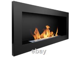 Bio Ethanol Fireplace 900x400 Wall-Mounted Black Matt Set