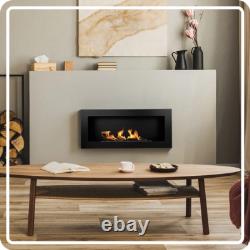 Bio Ethanol Fireplace 900x400 Wall-Mounted Black Matt Set