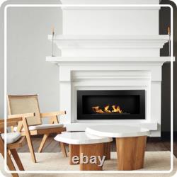 Bio Ethanol Fireplace 900x400 Wall-Mounted Black Matt Set