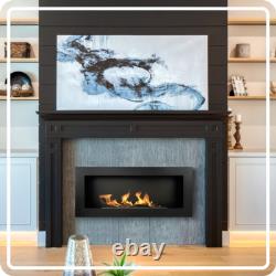 Bio Ethanol Fireplace 900x400 Wall-Mounted Black Matt Set