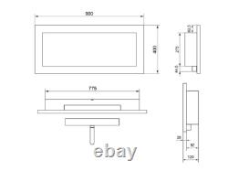 Bio Ethanol Fireplace 900x400 Wall-Mounted Black Matt Set