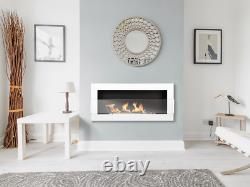 Bio Ethanol Fireplace 900x400 Wall-Mounted With Glass White Gloss Set