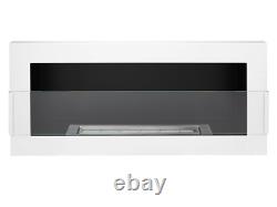 Bio Ethanol Fireplace 900x400 Wall-Mounted With Glass White Gloss Set