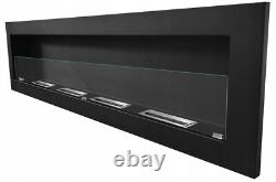 Bio Ethanol Fireplace Bioethanol Fire Wall Mounted 1800 x 40 Matt Black 180cm