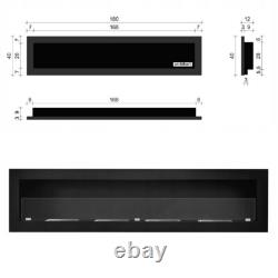 Bio Ethanol Fireplace Bioethanol Fire Wall Mounted 1800 x 40 Matt Black 180cm