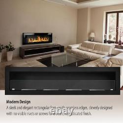 Bio Ethanol Fireplace Bioethanol Fire Wall Mounted 1800 x 40 Matt Black 180cm