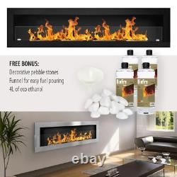 Bio Ethanol Fireplace Bioethanol Fire Wall Mounted 1800 x 40 Matt Black 180cm