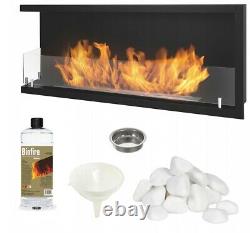 Bio Ethanol Fireplace Biofire Bioethanol Corner 1200 mm BLACK Left Right Glass