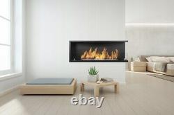 Bio Ethanol Fireplace Biofire Bioethanol Corner 1200 mm BLACK Left Right Glass