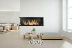 Bio Ethanol Fireplace Biofire Bioethanol Corner 1200 mm BLACK Left Right Glass