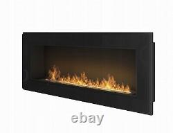 Bio Ethanol Fireplace Biofire Fire 1200 BLACK SIMPLE fire Frame Glass 120cm 1.2m
