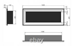 Bio Ethanol Fireplace Biofire Fire 1200 BLACK SIMPLE fire Frame Glass 120cm 1.2m