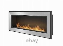 Bio Ethanol Fireplace Biofire Fire 1200 INOX SIMPLE fire Frame Glass 120cm 1.2m
