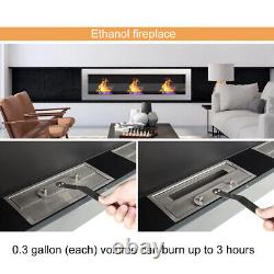 Bio Ethanol Fireplace Biofire Fire 1400 x 400mm /GLASS Inset/Wall Mounted Silver