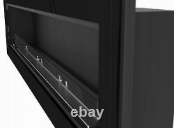 Bio Ethanol Fireplace Biofire Fire 1800x490 Black Gloss Frame Glass 180cm 1.8m