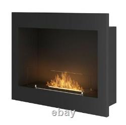 Bio Ethanol Fireplace Biofire Fire 600 BLACK SIMPLE fire Frame Glass 60cm 0.6m