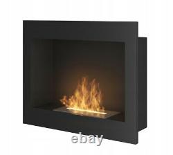Bio Ethanol Fireplace Biofire Fire 600 BLACK SIMPLE fire Frame Glass 60cm 0.6m