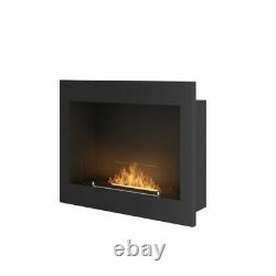 Bio Ethanol Fireplace Biofire Fire 600 BLACK SIMPLE fire Frame Glass 60cm 0.6m