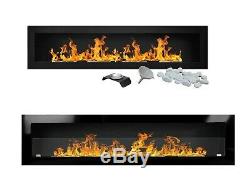 Bio Ethanol Fireplace Biofire Fire B2C Professional 1600x400 BLACK WITH GLASS