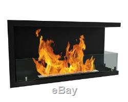 Bio Ethanol Fireplace Biofire Fire B2C Professional Corner Unit BLACK WITH GLASS