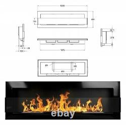 Bio Ethanol Fireplace Biofire Fire Black Gloss Wall Modern 1200 x 400 Stylish