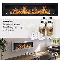 Bio Ethanol Fireplace Biofire Fire Black Gloss Wall Modern 1200 x 400 Stylish