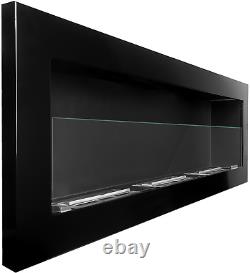 Bio Ethanol Fireplace Biofire Fire Gloss Black Wall Glass 1400 x 400 Modern
