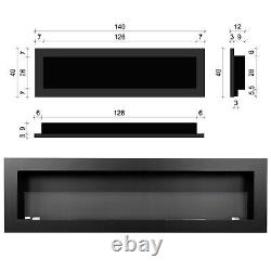 Bio Ethanol Fireplace Biofire Fire Gloss Black Wall Glass 1400 x 400 Modern